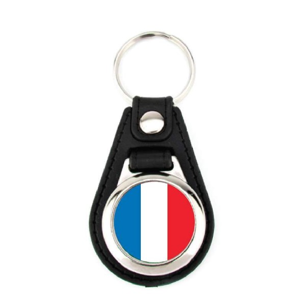 Porte-clé simili cuir drapeau France
