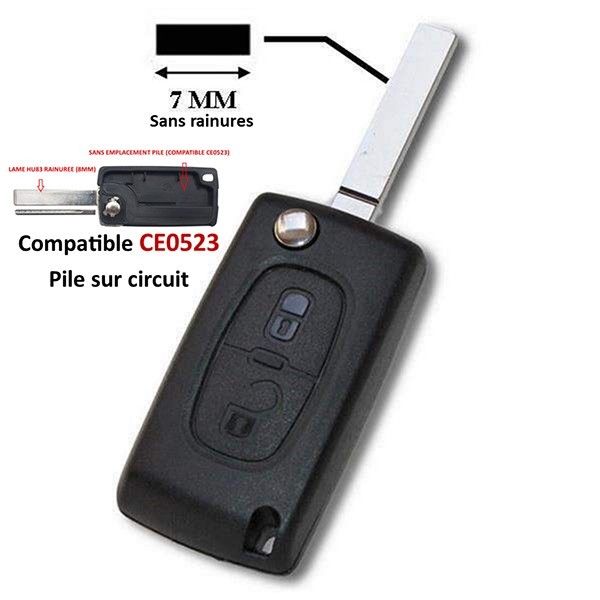 Coque de clé 2 boutons lame SX9 pour Citroën ou Peugeot pas cher