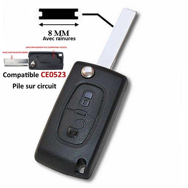 HU83 - CE0523 - 3 BOUTONS - Coque Clé Citroen C2 C3 C4 C5 C6 C8