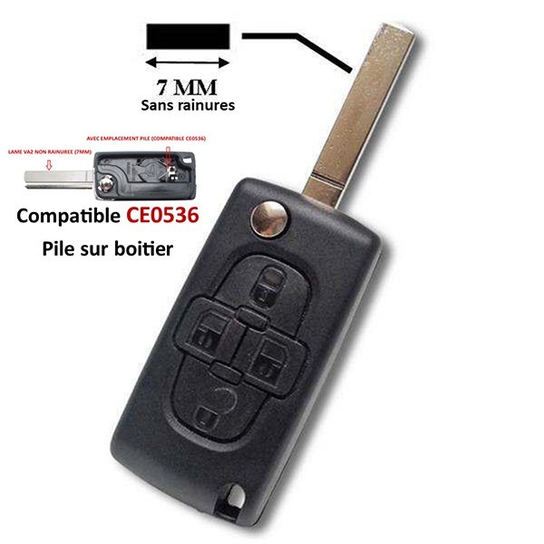 Coque clé 4 boutons C8, Berlingo VA2 CE0536