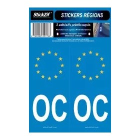 2 Stickers immatriculation Occitanie Europe