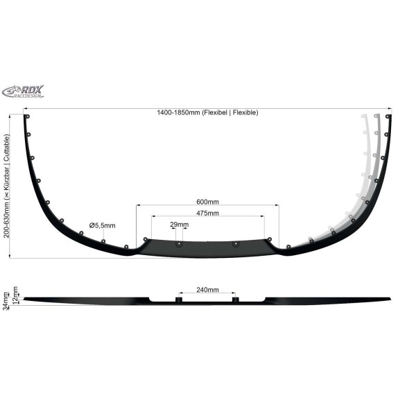 Lèvre de spoiler universelle RDX CUP2.0