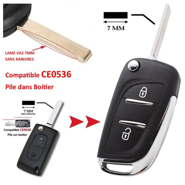 Clé de voiture 2 boutons lame de clé NE73 avec batterie Maxell adaptée pour  clé