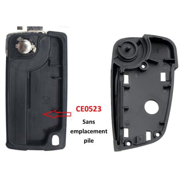 Boitier coque de clé plip 2 boutons Citroen C3 Picasso Berlingo DS3 CE0523  Modifiée