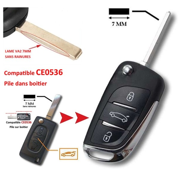 OcioDual Télécommande Coque CE0536 VA2 Clé PLIP 2 Bouton