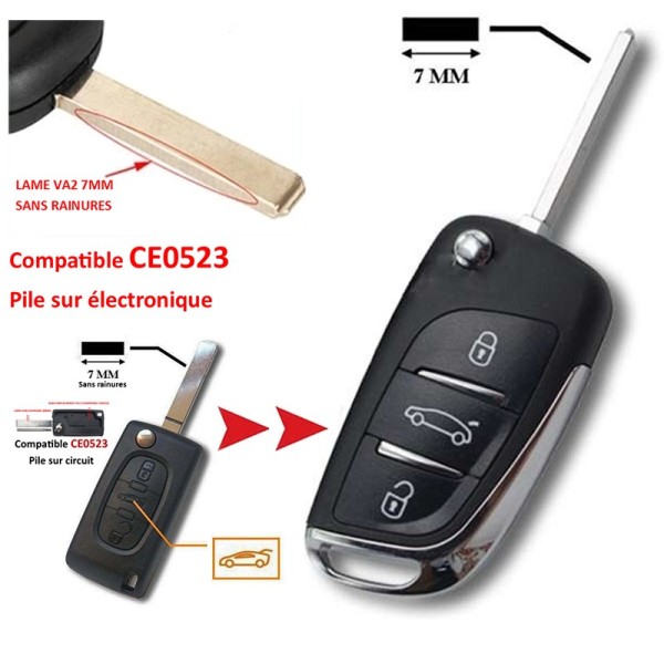 Electronique pour coque de clé 2 boutons Citroën C4 Picasso