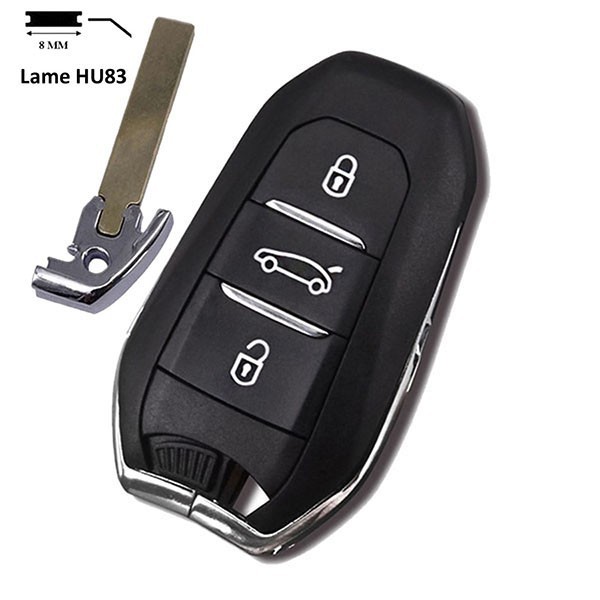 Coque clé PSA IM3A 3 boutons coffre lame HU83