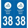 Autocollants plaque Isère 38