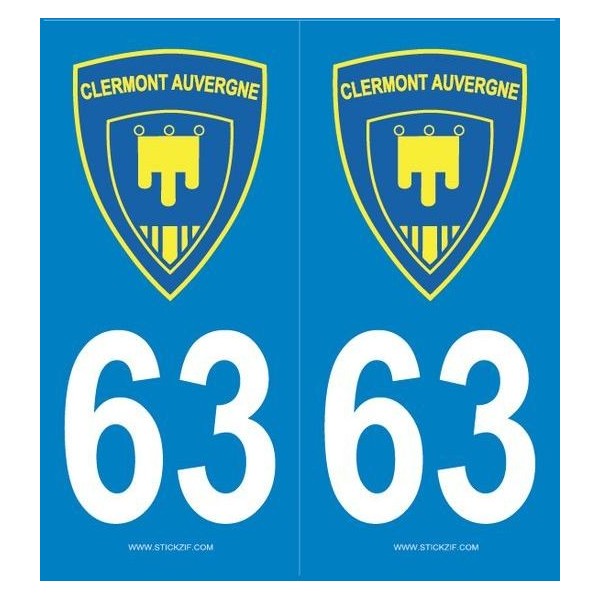 Autocollants immatriculation 63 Clermont