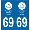 Autocollants immatriculation Rhône 69