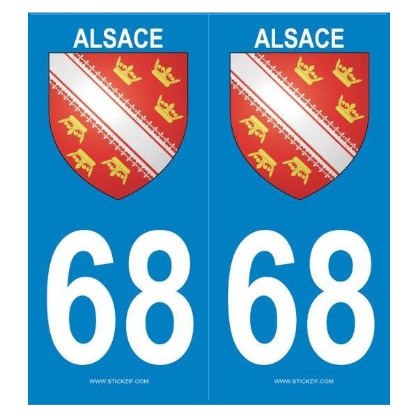 Stickers immatriculation (68) Alsace