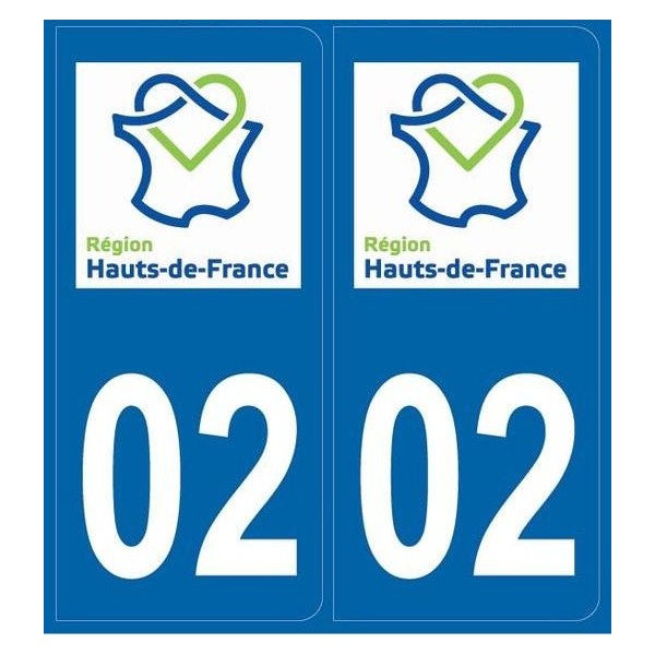 Autocollants immatriculation Aisne 02