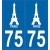 Autocollants immatriculation 75 - Tour Eiffel