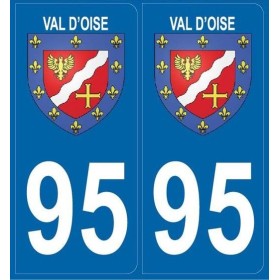 2 Stickers Blason 95 Val d'Oise