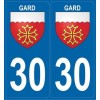 Autocollants immatriculation Blason du Gard