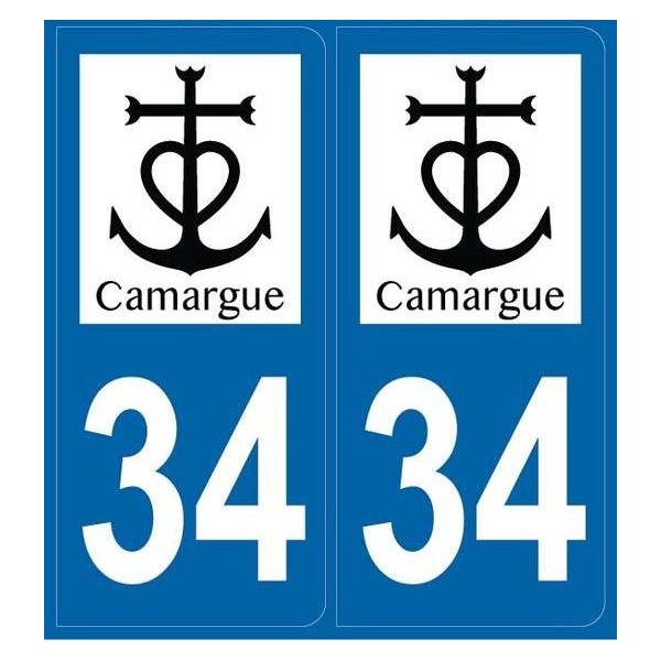 Autocollants immatriculation 34 Camargue