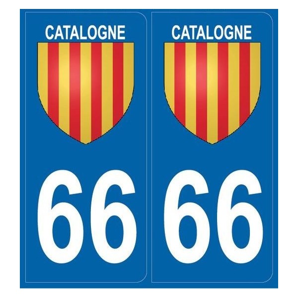 2 Stickers immatriculation (66) Catalogne