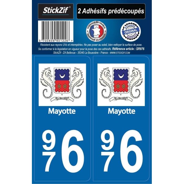Stickers plaques Mayotte 976